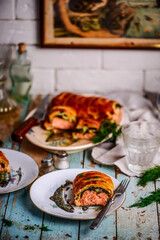 Salmon Wellington .style rustic