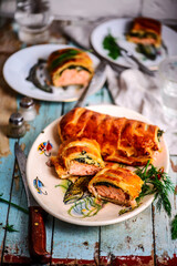 Salmon Wellington .style rustic