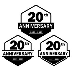 20 years anniversary set. 20th celebration logo collection. Vector and illustration. 