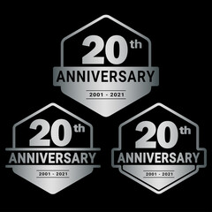 20 years anniversary set. 20th celebration logo collection. Vector and illustration. 