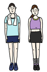 エアロビクス　フィットネス　運動着　夏　女性と男性
