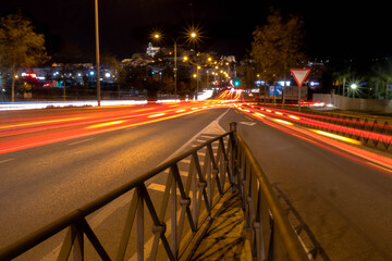 light trails in the street