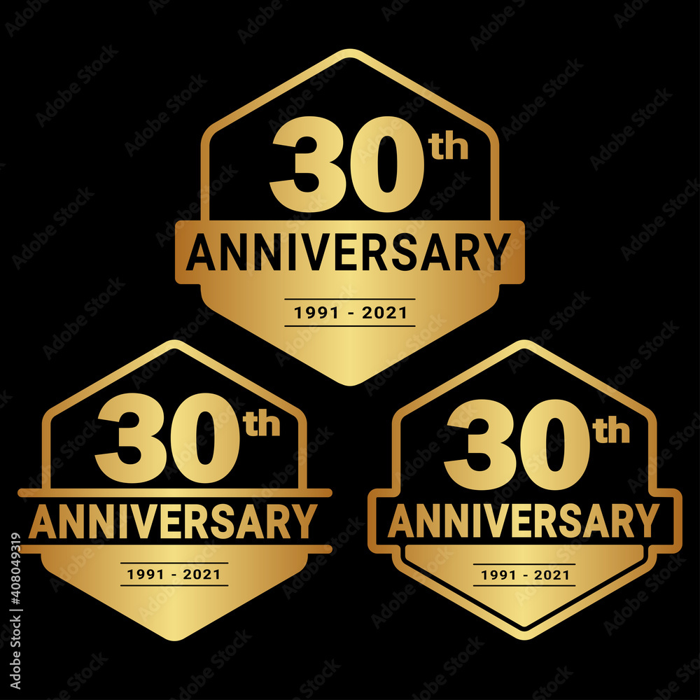 Wall mural 30 years anniversary set. 30th celebration logo collection. Vector and illustration. 