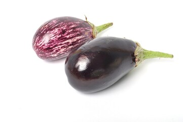 Two eggplant on a white background