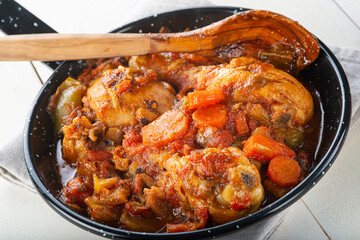 Skillet with chicken cacciatore
