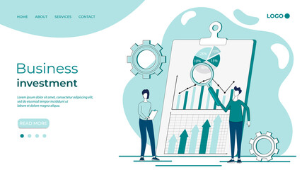 Business investment.The concept of office business.Technological analysis.People are engaged in Analytics in business promotion.Abstract wind illustration in the style of hand drawing.