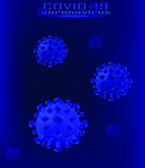 illustration of the corona virus, covid-19 on a blue background