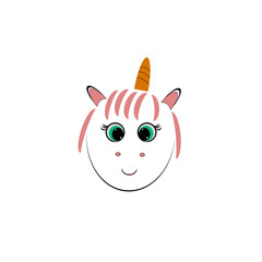 cute cartoon pony close up, pony head, vector illustration