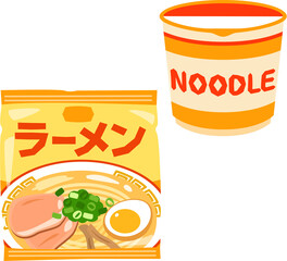 袋とカップのインスタントラーメン