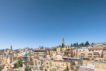 Fototapeta na wymiar Jerusalem, Israel; August 27, 2020 - Panoramic view of the old city