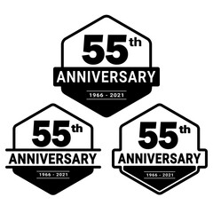 55 years anniversary set. 55th celebration logo collection. Vector and illustration. 