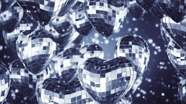 Disco Ball Heart Silver Background Looped Video