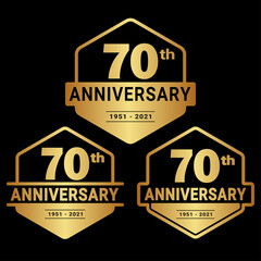 70 years anniversary set. 70th celebration logo collection. Vector and illustration. 