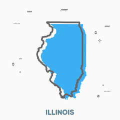 Illinois map in thin line style. Illinois infographic map icon with small thin line geometric figures. Illinois state. Vector illustration linear modern concept