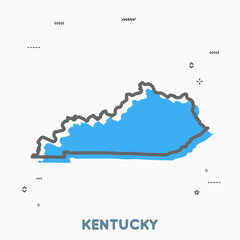 Kentucky map in thin line style. Kentucky infographic map icon with small thin line geometric figures. Kentucky state. Vector illustration linear modern concept