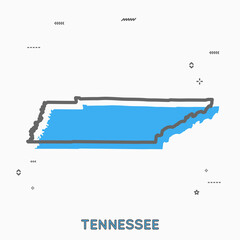 Tennessee map in thin line style. Tennessee infographic map icon with small thin line geometric figures. Tennessee state. Vector illustration linear modern concept