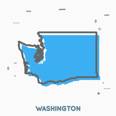 Washington map in thin line style. Washington infographic map icon with small thin line geometric figures. Washington state. Vector illustration linear modern concept