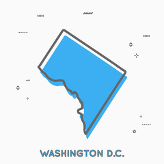 Washington D.C. map in thin line style. Washington D.C. infographic map icon with small thin line geometric figures. Washington D.C. state. Vector illustration linear modern concept