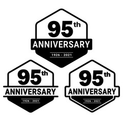 95 years anniversary set. 95th celebration logo collection. Vector and illustration. 