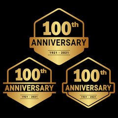 100 years anniversary set. 100th celebration logo collection. Vector and illustration. 