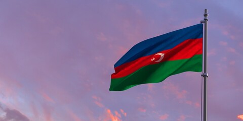 3d rendering of the national flag of the Azerbaijan