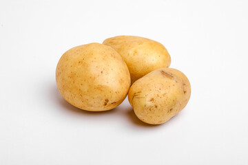 Potatoes isolated on white background. Top view