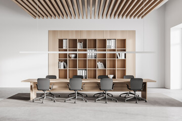 White and wooden meeting room