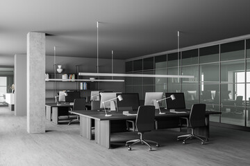 Workplace in modern open space office