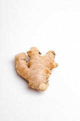 Fresh ginger on white background, herb medical concept