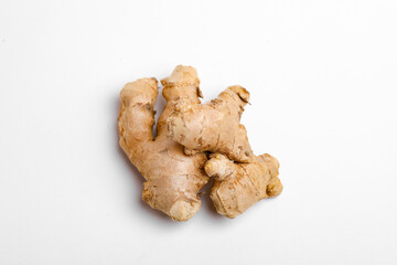 Fresh ginger on white background, herb medical concept