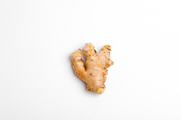 Fresh ginger on white background, herb medical concept
