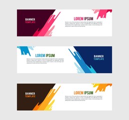 Set of Banner Template, Abstract background modern graphic elements. Dynamical colored forms and line. Gradient abstract banners with flowing liquid shapes. Template for the design of a logo. vector