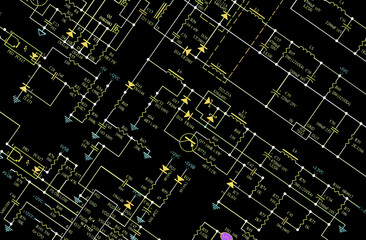 An electronic diagram with multiple components