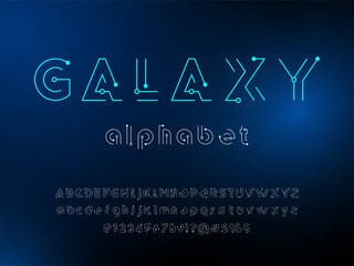 Sci-fi abstract futuristic alphabet design with uppercase, lowercase, numbers and symbols © FotoGraphic