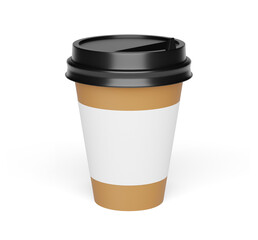 coffee cup with a lid mockup. Isolated on white