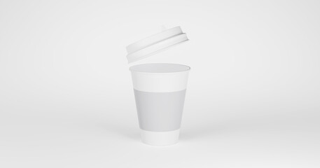 coffee cup with a lid mockup isolated. 3D illustration