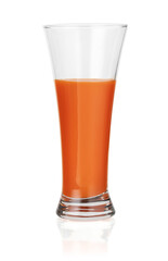 Glass of carrot juice isolated on white background