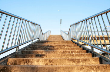 Stairway to the overpass and stainless railings
