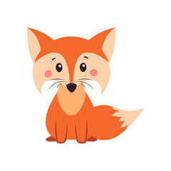 A fox. Orange fox. Fox can use a logo or badge. Vector illustration on white isolated background