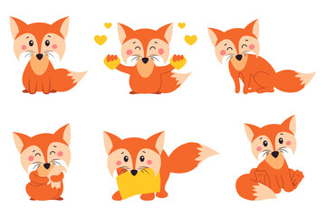 Fox signs, illustrations and elements. collection of vector icons