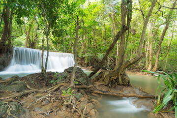 Huai Mae Khamin waterfall at Kanchanaburi , Thailand , beautiful waterfall
