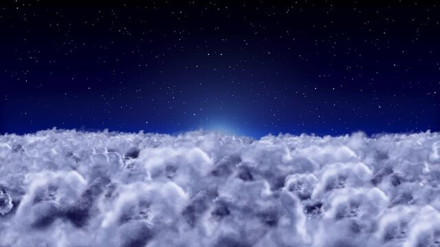 雲海　CG　上空　進む　ループ　夜空