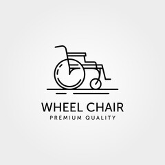 Wheel chair line art logo simple minimalist vector symbol illustration design