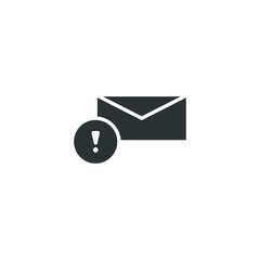 Warning alert message icon. Solid style for web template and app. Email, suspicious, letter, mail, news, notification, vector illustration design on white background. EPS 10