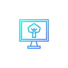 Plant monitor icon in gradient blue color style