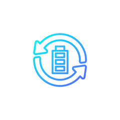 Battery power recycling icon with gradient blue color style