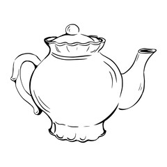 Vector sketch of teapot, outline