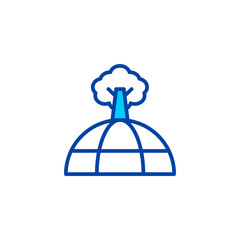 Earth plant icon in blue color style