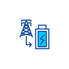 Blue stylized battery electric energy icon