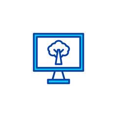 Fototapeta premium Stylish plant monitor icon in blue color